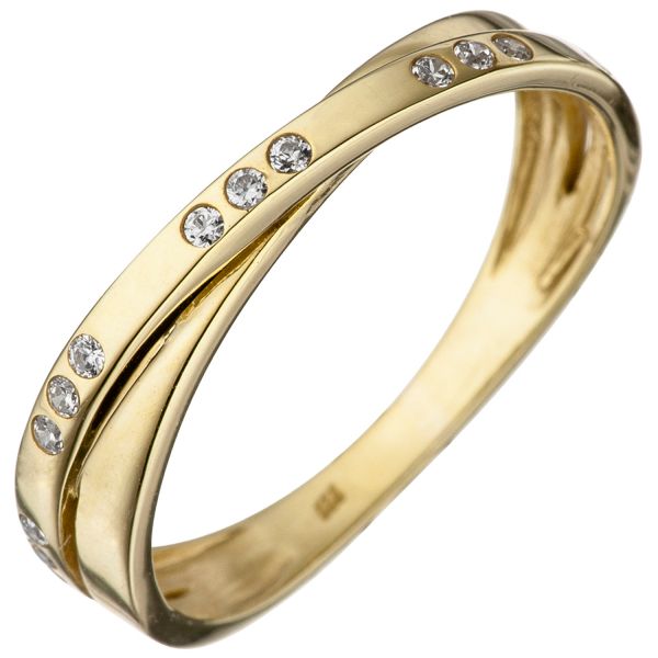 Damenring 333 Gold 15 Zirkonia