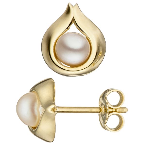 Ohrstecker Tropfen 333 Gold Perlen