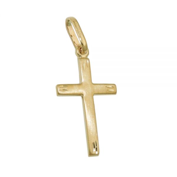 Anhänger 20x13mm Kreuz matt-diamantiert 9 Karat Echtgold