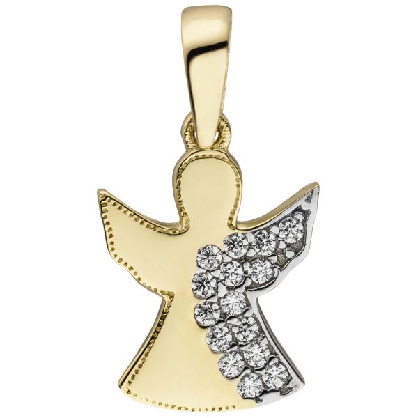 Anhänger Engel Schutzengel 333 Gold Zirkonia | Religiöse Motive | Anhänger  | Frauen | Goldschmuck | Gold Mary - Goldschmuck Shop