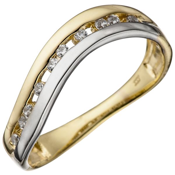 Damenring 333 Gold bicolor Zirkonia