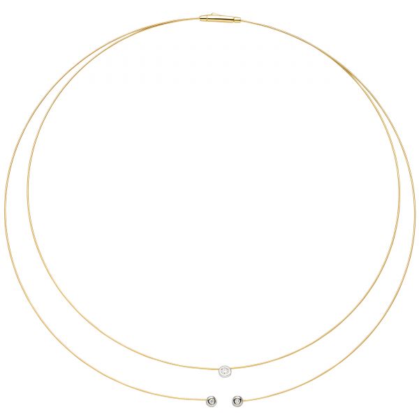 Collier 2-reihig 750 Gold bicolor Diamanten 42cm
