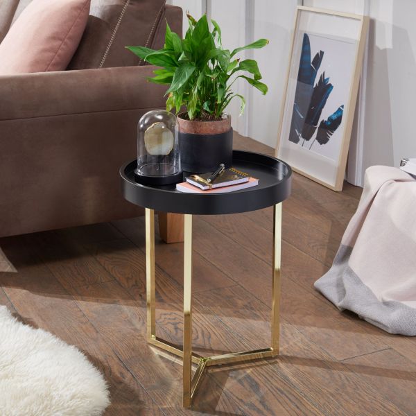 WOHNLING side table EVA wood metal Ø 40 cm living room table coffee table table