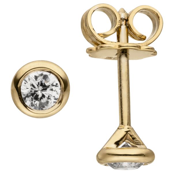 Ohrstecker rund 585 Gold Diamanten 0,14 ct.