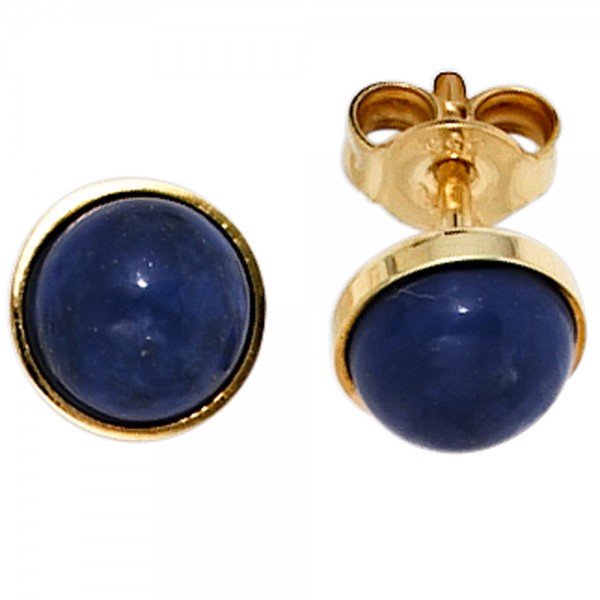 Ohrstecker rund 333 Gold Lapislazuli blau