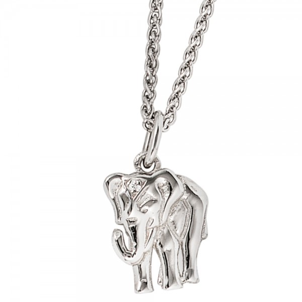 Anhänger Elefant 585 Gold Diamant Weiß