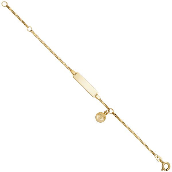 Schild-Armband Babyfüße 333 Gold 14cm Kinder Gravur ID