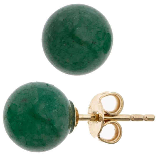 Ohrstecker Kugel 333 Gold Aventurine grün