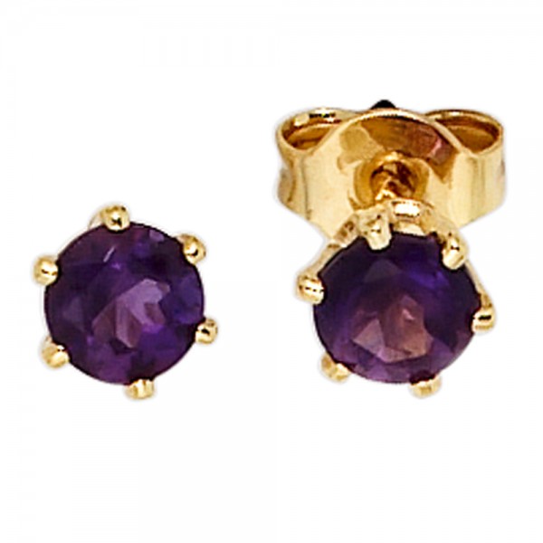 Ohrstecker rund 585 Gold Amethyste lila violett