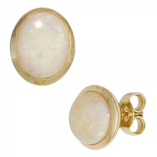 Opalohrringe oval 585 Gold Opal-Cabochons
