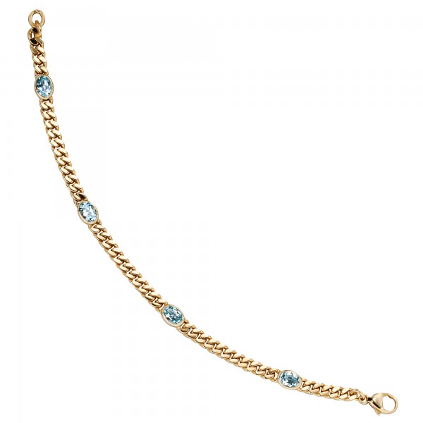 Armband 585 Gold 19cm Blautopase blau