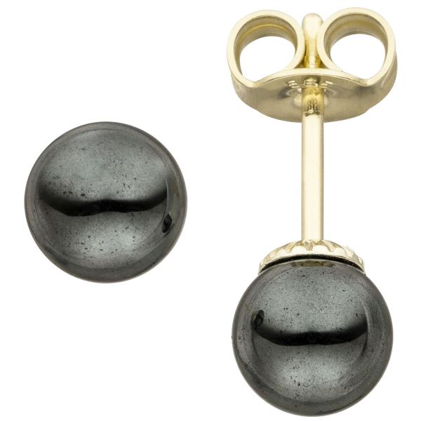 Ohrstecker 585 Gold Hämatite