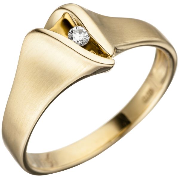 Damenring 585 Gold matt Diamant