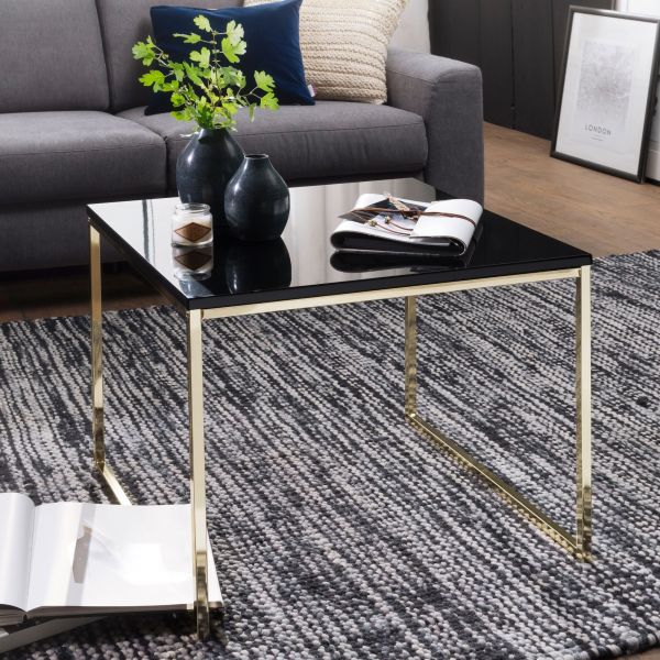 WOHNLING coffee table RIVA 60 cm metal wood living room table side table gold