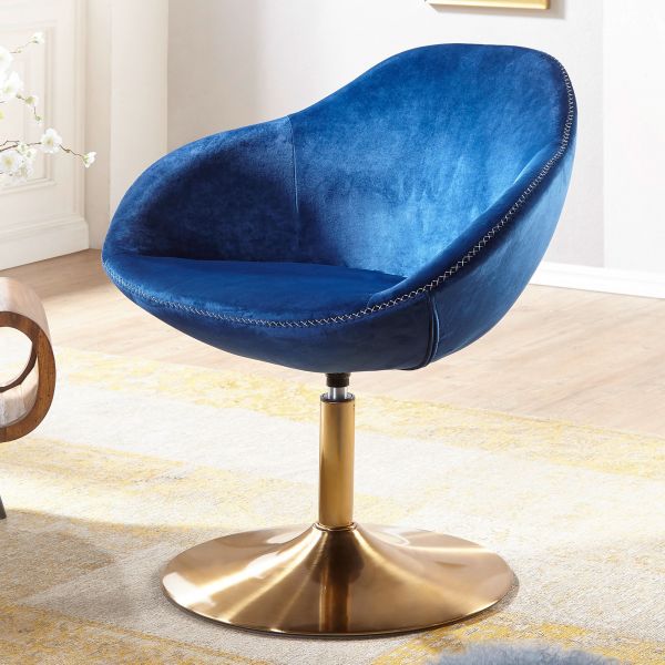 WOHNLING lounge chair SARIN blue swivel chair club chair velvet cocktail lounge