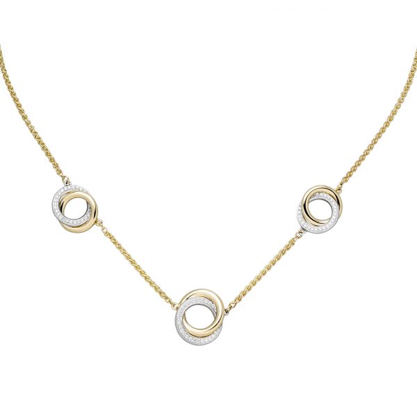 Collier 585 Gold bicolor 82 Diamanten 45cm