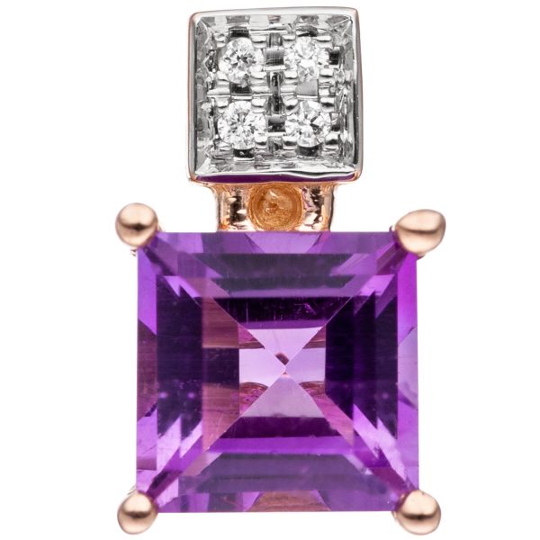 Anhänger 585 Gold Rotgold bicolor Diamanten Amethyst lila violett