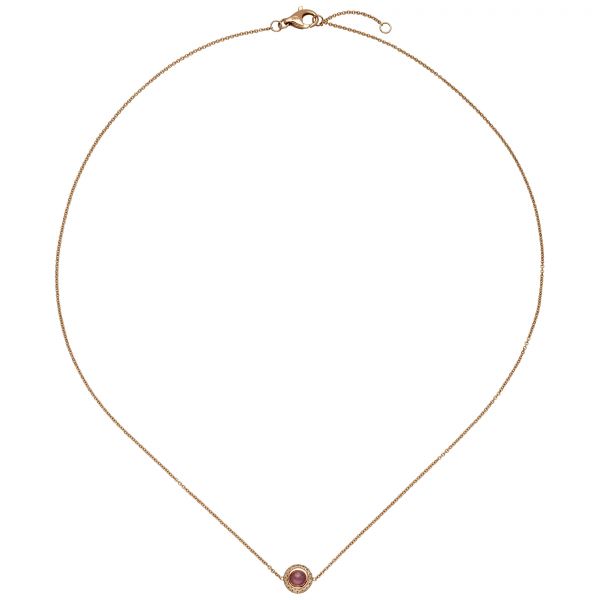 Diamanten-Collier 585 Gold Rotgold Turmalin pink 42cm