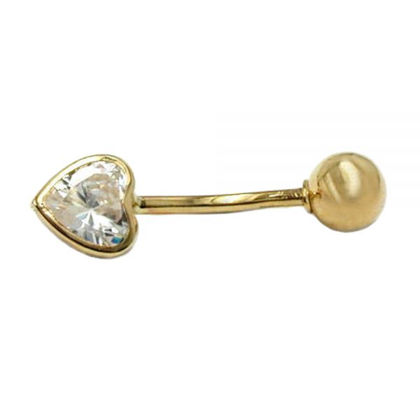 Piercing 20x6mm Zirkonia-Herz 14 Karat Echtgold