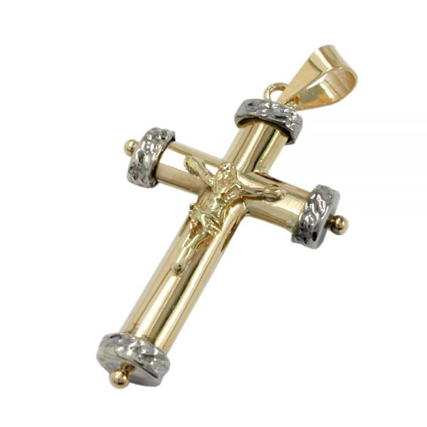 Anhänger 26x16mm Kreuz-Jesus bicolor 9 Karat Echtgold