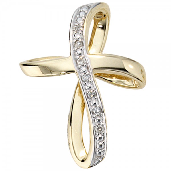 Kreuzanhänger 585 Gold Diamanten
