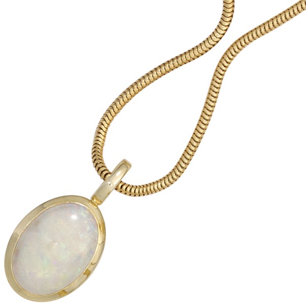 Opalanhänger oval 585 Gold Opal-Cabochon