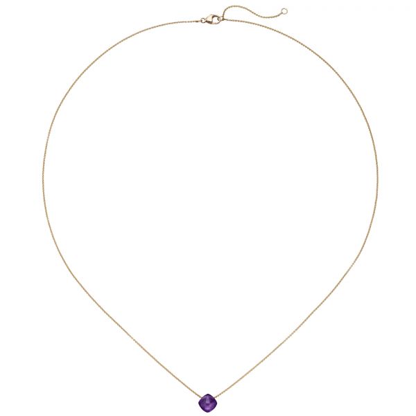 Collier 750 Gold Rotgold Amethyst lila violett 45cm